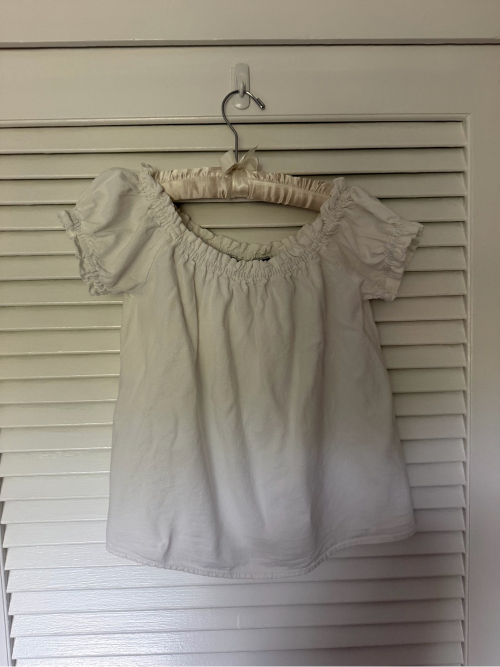 Vero Moda Cream Off-Shoulder Smocked Peasant Top